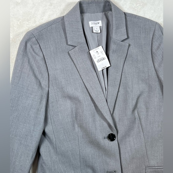 NWT J. Crew Blazer Size 4 Gray 2 Button Single Vent Classic Chic Business Coat - Picture 4 of 15